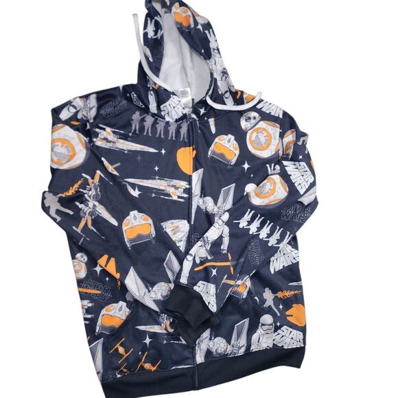 Star Wars Full Zip Hoodie Men Large Womens 2XL BB-8 Millennium Sweatshirt Lounge - Picture 10 of 14